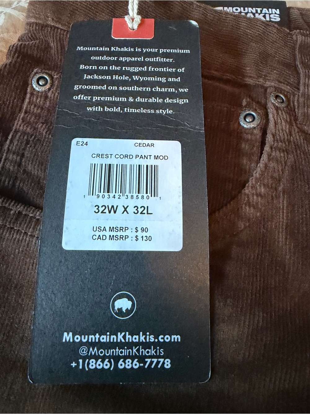 Mountain Khakis Cedar Corduroy Pants - Brown